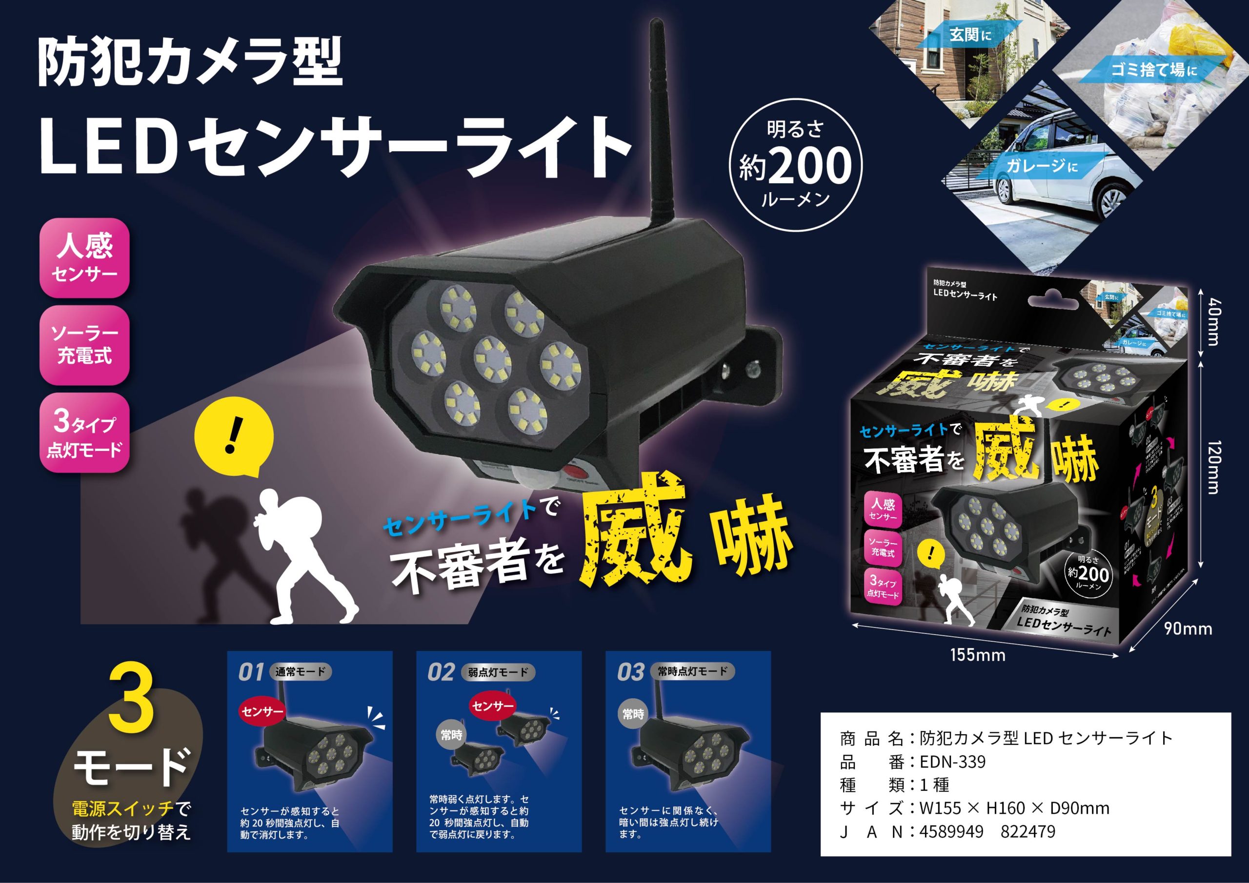 防犯カメラ型LEDセンサーライト